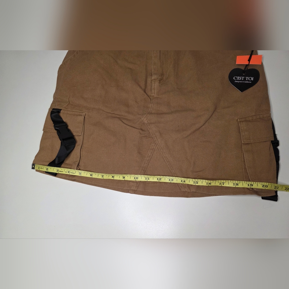 NWT C'est Toi Large Womens Cargo Khaki Mini Skirt Utility Style - Picture 9 of 10